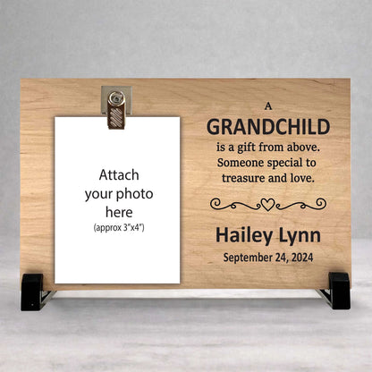 Personalized Grandchild Frame - Custom Wood Picture Frame With Name & Date