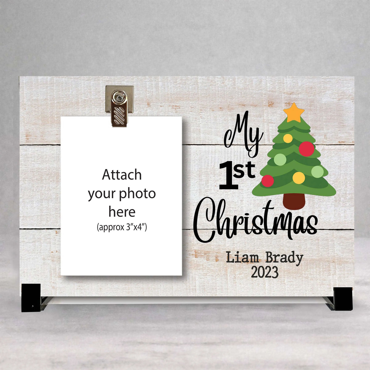 First Christmas Frame - Personalized Picture Frame | Custom Wood Baby Gift
