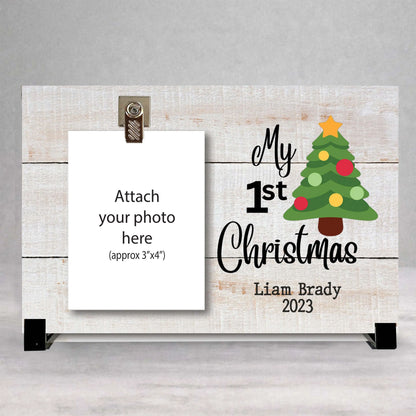 First Christmas Frame - Personalized Picture Frame | Custom Wood Baby Gift