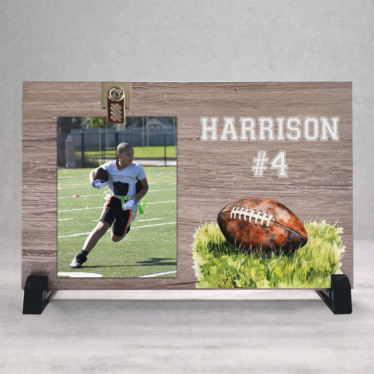 Personalized Football Frame - Custom Wood Sports Picture Frame Gift Idea