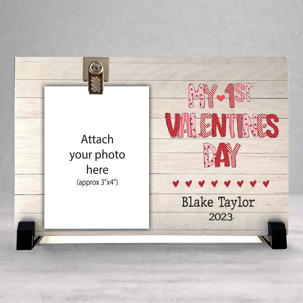 Personalized Valentines Picture Frame - Custom Photo Frame With Photo Clip