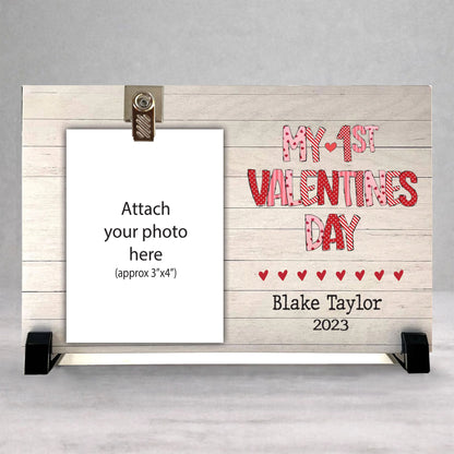Personalized Valentines Picture Frame - Custom Photo Frame With Photo Clip