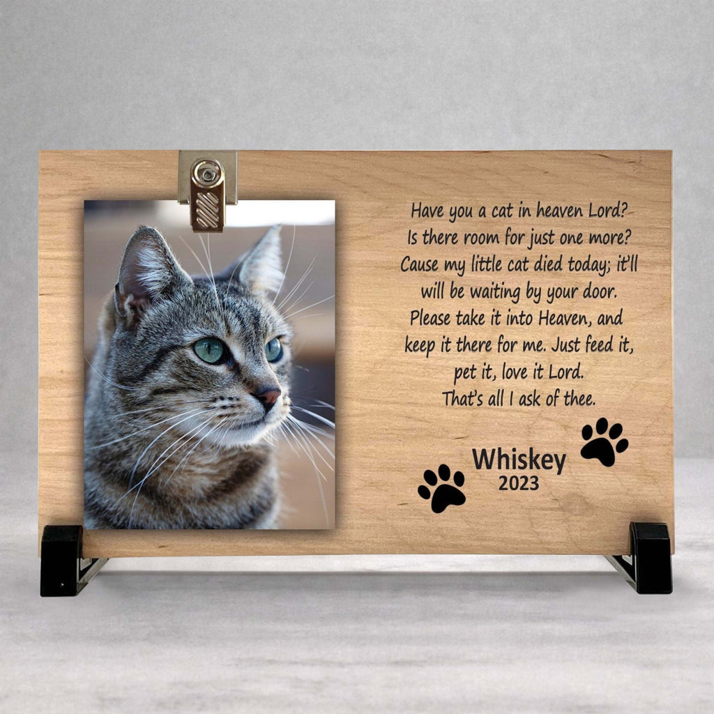 Cat Memorial Frame - Personalized Pet Remembrance Wooden Photo Keepsake