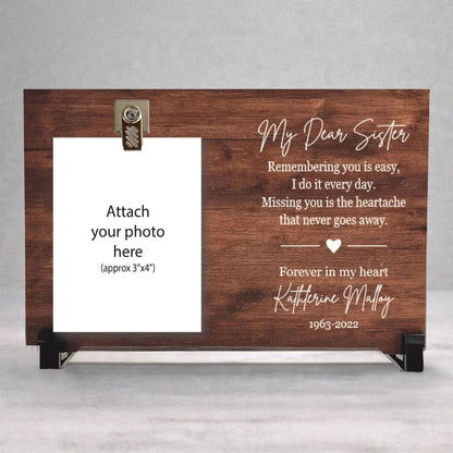 Sister Memorial Frame - Personalized Wood Memorial Plaque | Bereavement Gift Idea