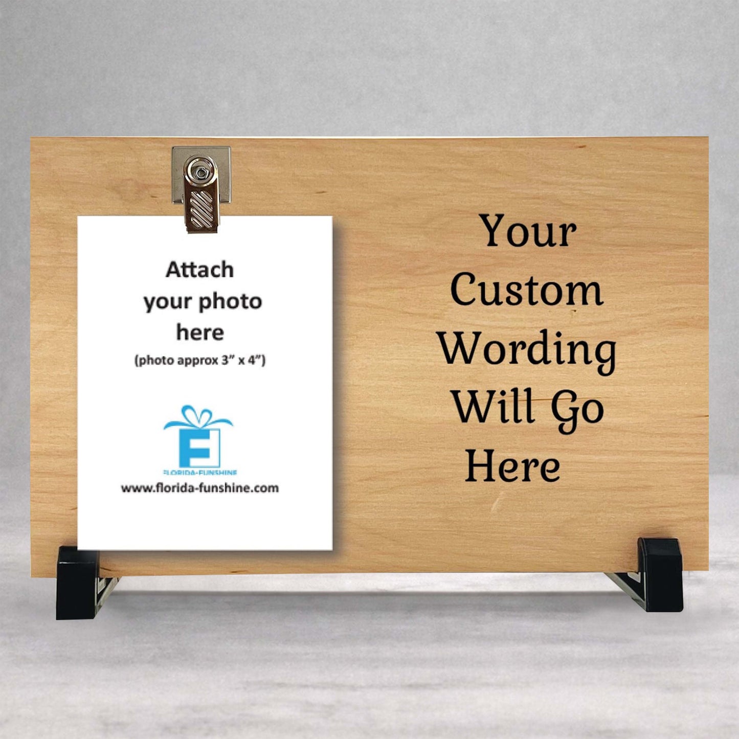 Personalized Picture Frame - Custom Wood Frame With Clip Style Display