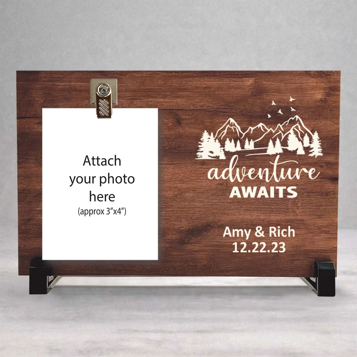 Personalized Wood Picture Frame – Custom Name Frame with Photo Display Stand