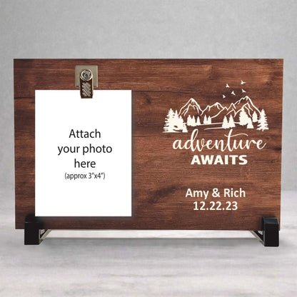 Personalized Wood Picture Frame – Custom Name Frame with Photo Display Stand