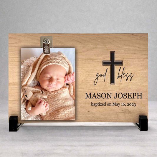 Personalized Baptism Gift - Custom Wood Frame Keepsake Present