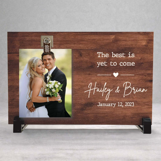 Engagement Picture Frame - Personalized Custom Wood Frame for Wedding Photo Gift