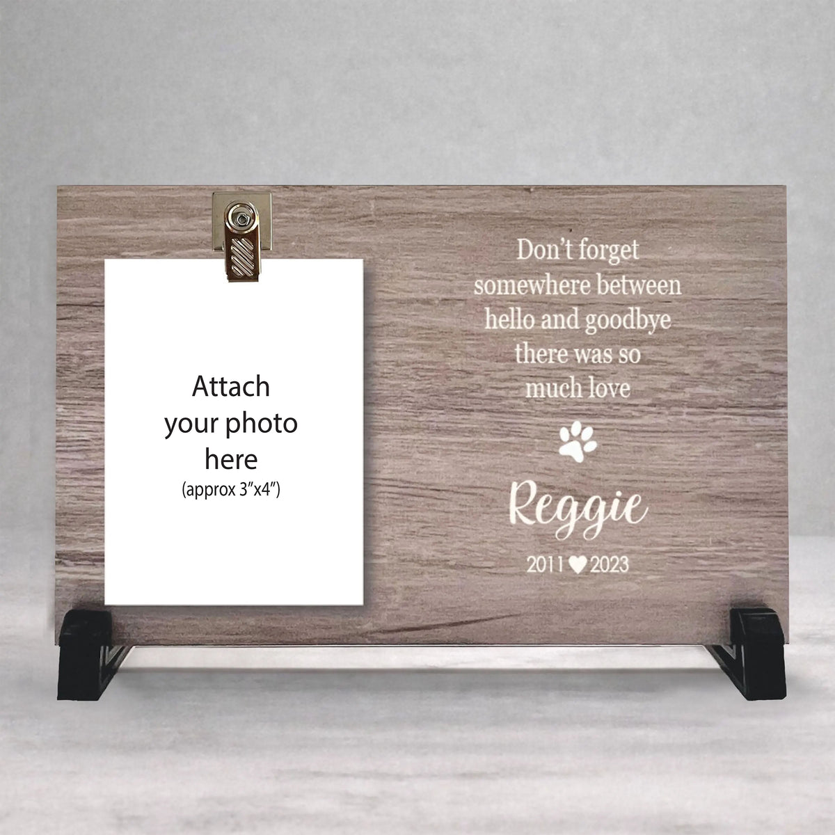 Dog Memorial Frame - Personalized Wood Dog Keepsake with Photo Clip