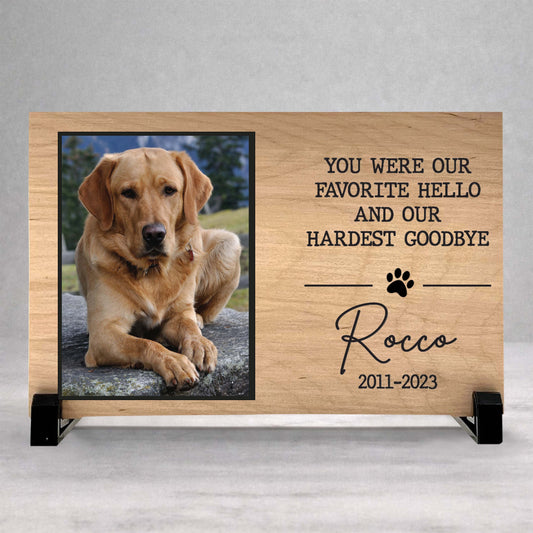 Dog Memorial Frame - Personalized Pet Tribute With Photo Clip & Wood Plaque