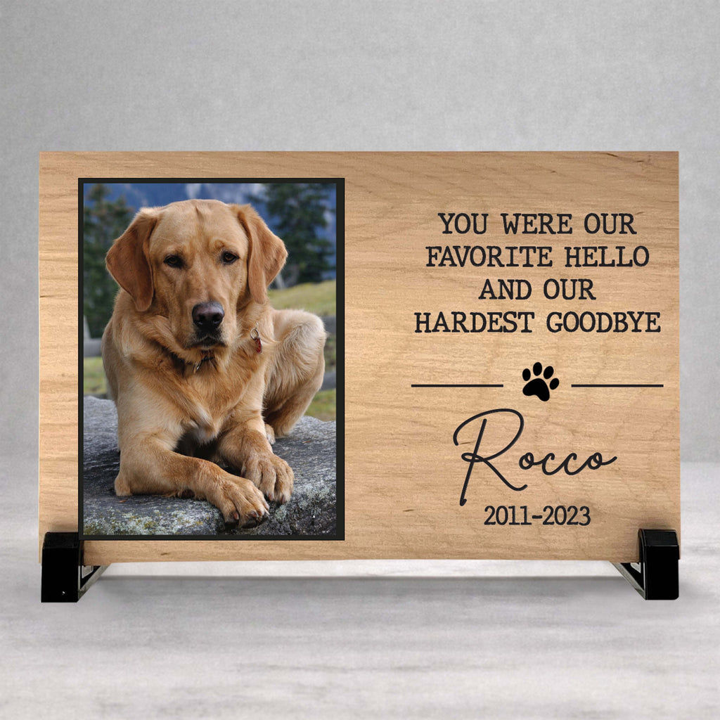 Dog Memorial Frame - Personalized Pet Tribute With Photo Clip & Wood Plaque