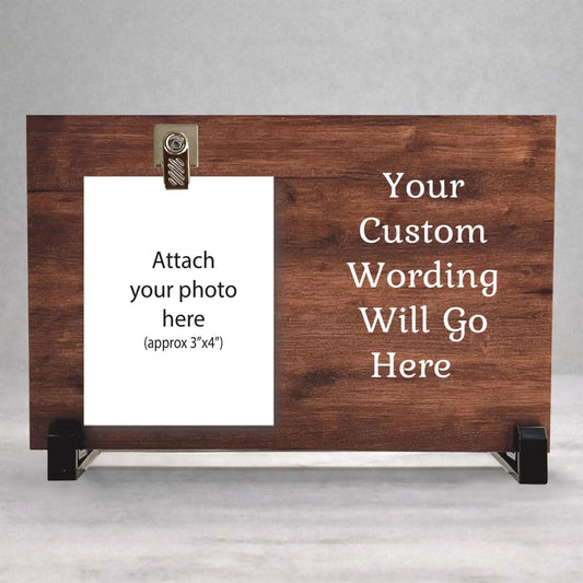 Custom Picture Frame - Personalized Wood Frame With Photo Clip