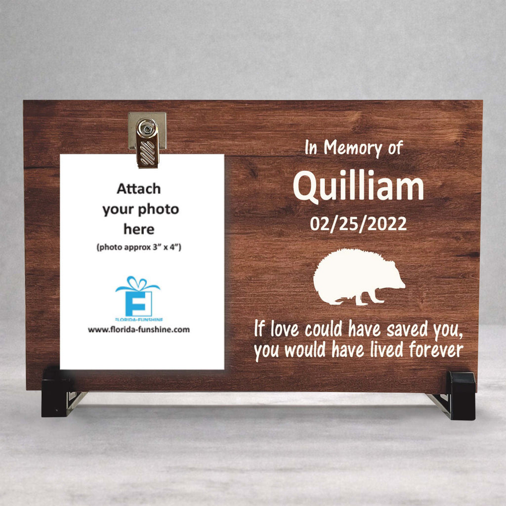 Hedgehog Memorial Frame – Personalized Wood Pet Tribute With Stand