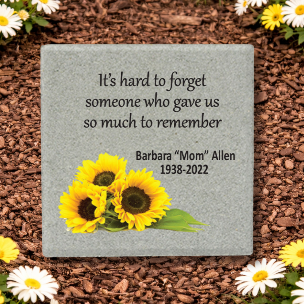 Personalized Memorial Stone - Sunflower Memorial Garden Stone | Custom Tribute
