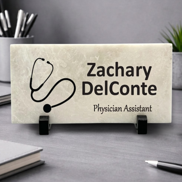 Physician Assistant Name Plate – Marble Desk Plaque | Custom Stone Desktop Sign