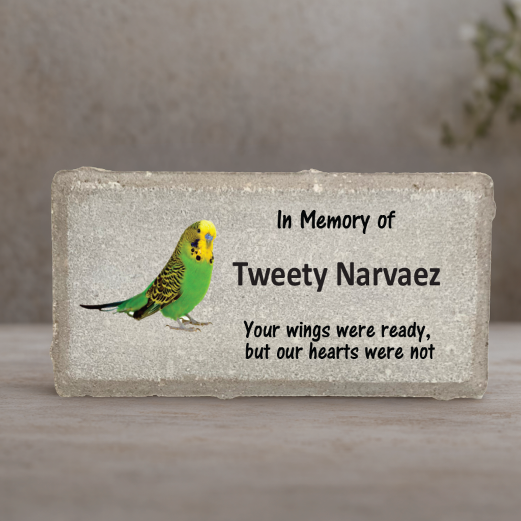 Parakeet Memorial Stone - Personalized Pet Bird Memorial Stone