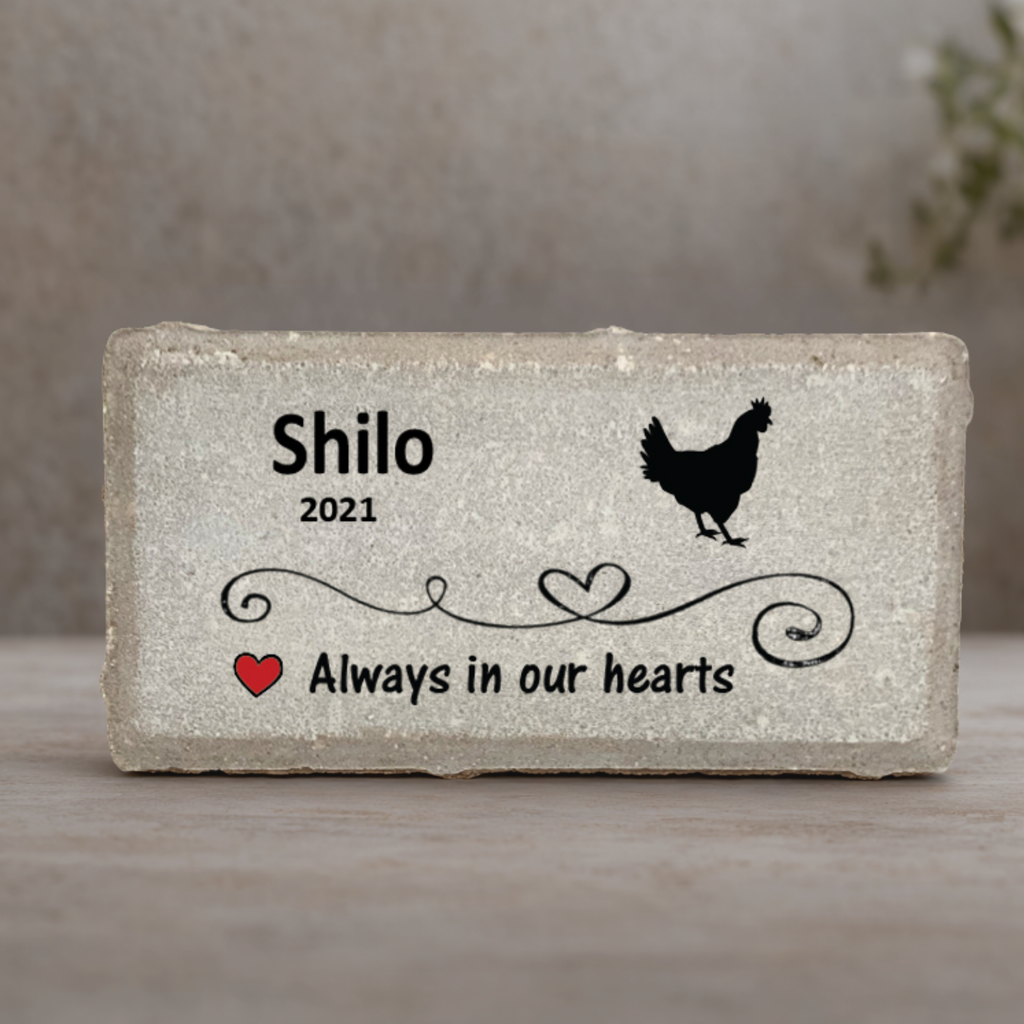 Chicken Memorial Stone - Personalized Pet Loss Gift | Custom Concrete or Marble Keepsake
