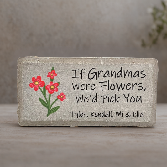 Personalized Grandma Stone - Custom Concrete Garden Gift With Names On Stone
