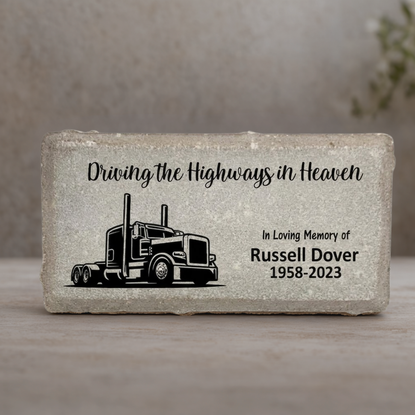 Truck Driver Memorial Stone - Personalized Sympathy Gift for Trucker