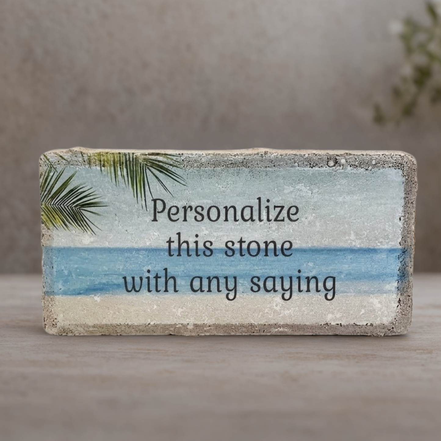 Personalized Memorial Stone - Custom Beach Image Concrete & Marble Tribute