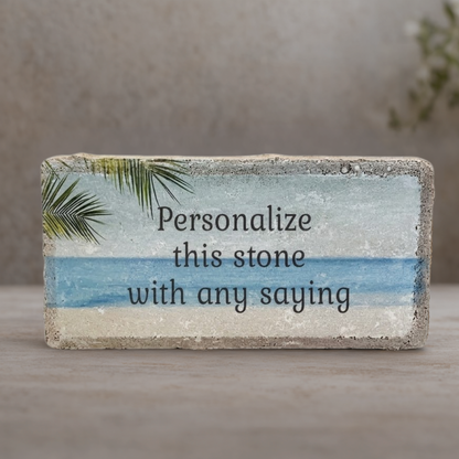 Personalized Memorial Stone - Custom Beach Image Concrete & Marble Tribute