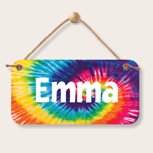 Personalized Tie Dye Sign - Custom Name Plaque 5x10 Room Decor custom kids room name sign with personalized name design