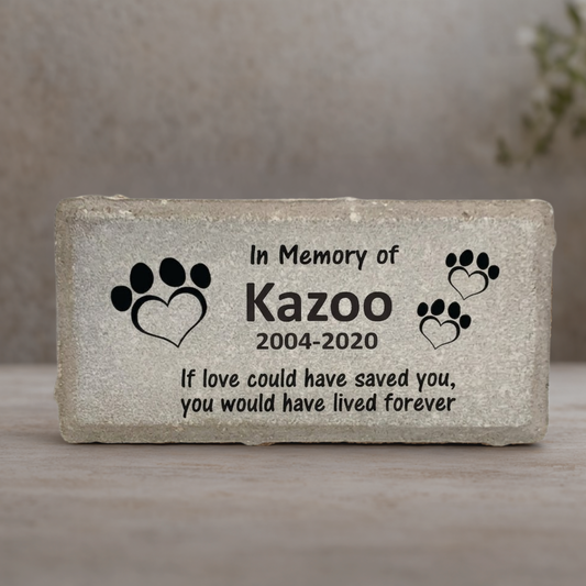 Pet Memorial Stone - Custom Heart Paw Prints | Personalized Outdoor & Indoor Plaque