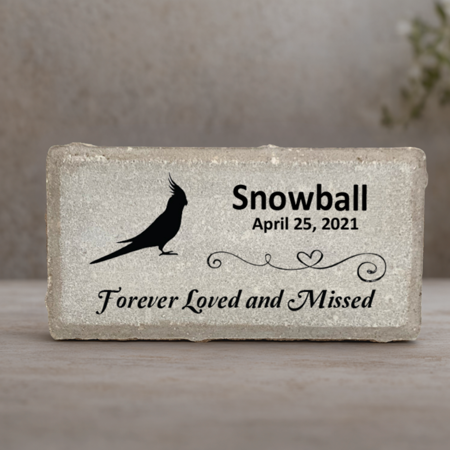 Cockatiel Memorial Stone - Personalized Bird Memorial Gift, Pet Keepsake