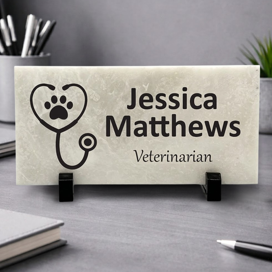 Veterinarian Marble Desk Name Plate