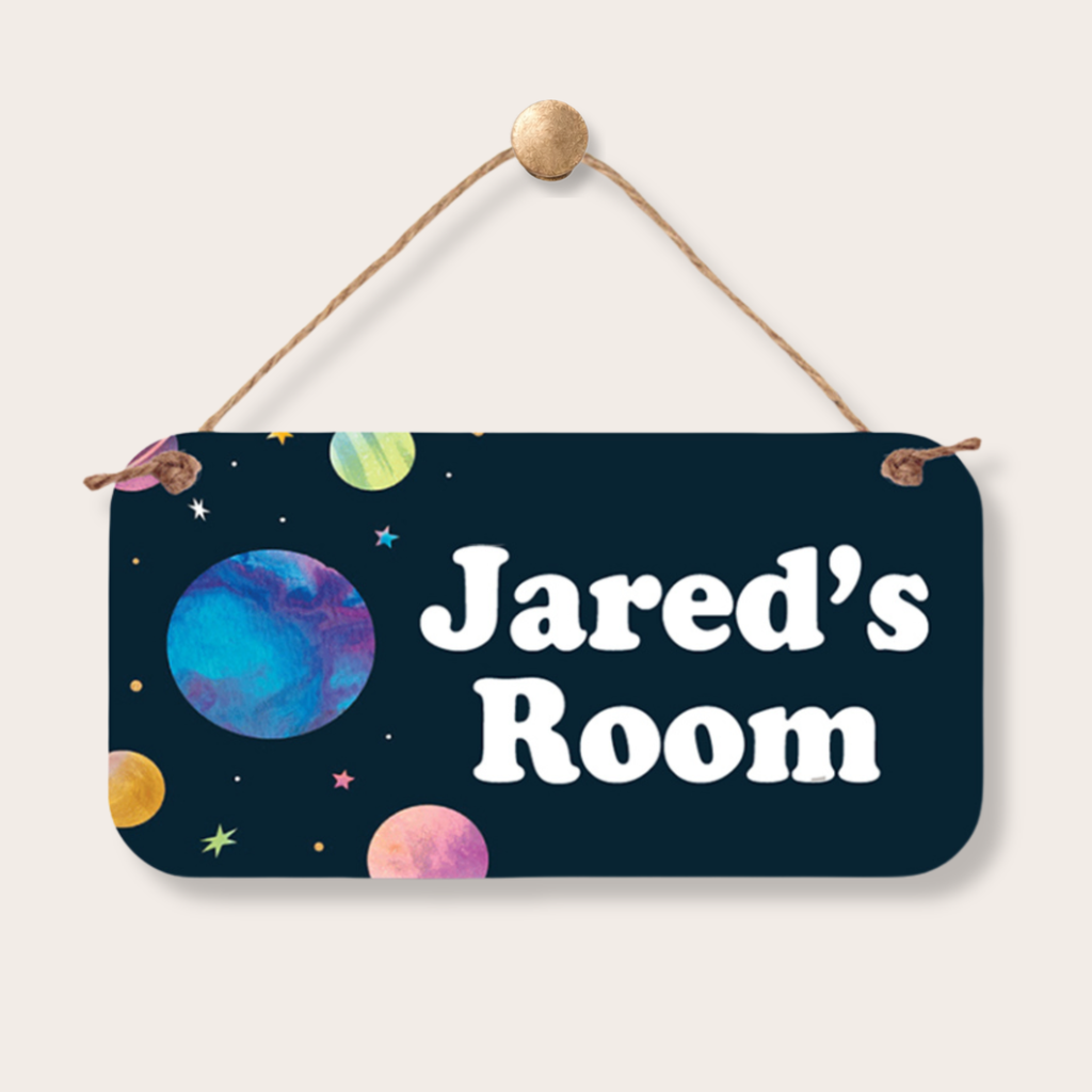 Personalized Name Sign - Custom Bedroom Decor | Space Rocket Sign custom kids room name sign with personalized name design