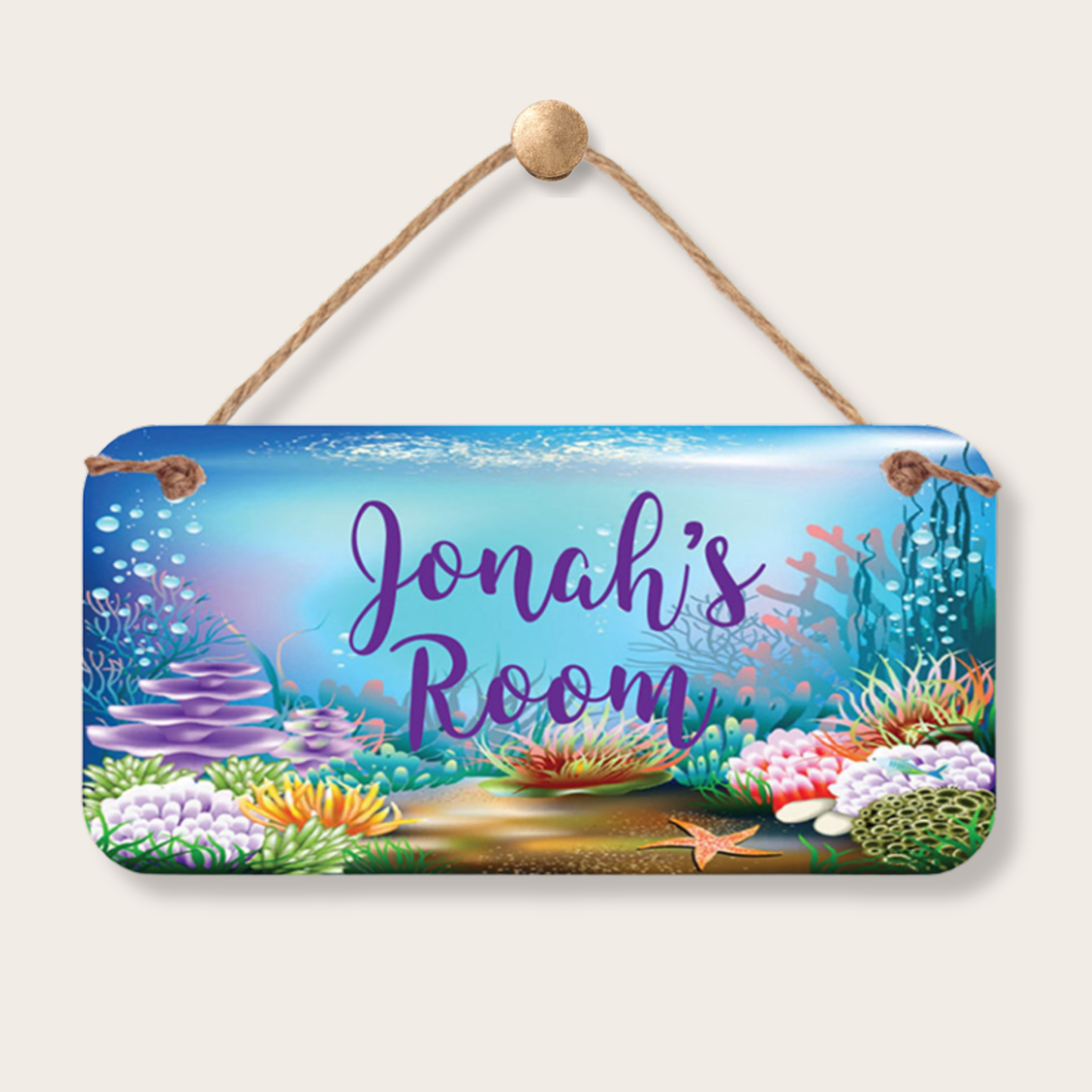 Personalized Room Sign - Under the Sea Theme | Durable PVC Waterproof Kids Wall Art custom kids room name sign with personalized name design
