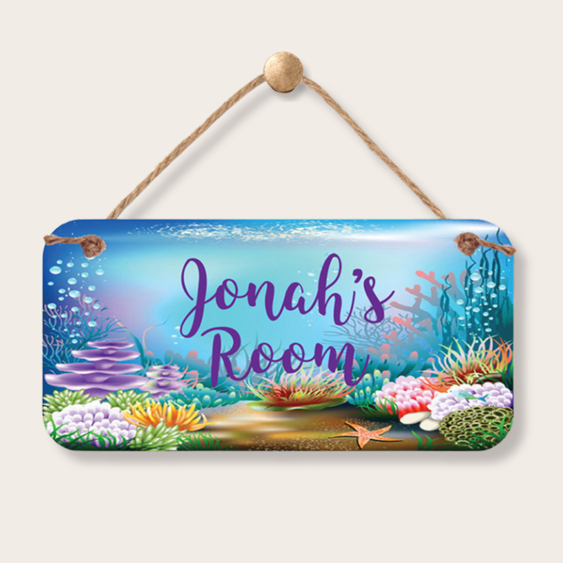 Personalized Room Sign - Under the Sea Theme | Durable PVC Waterproof Kids Wall Art custom kids room name sign with personalized name design