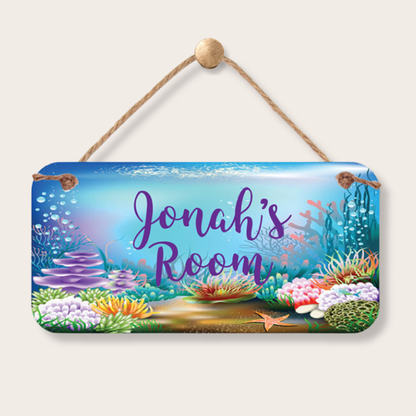 Personalized Room Sign - Under the Sea Theme | Durable PVC Waterproof Kids Wall Art custom kids room name sign with personalized name design