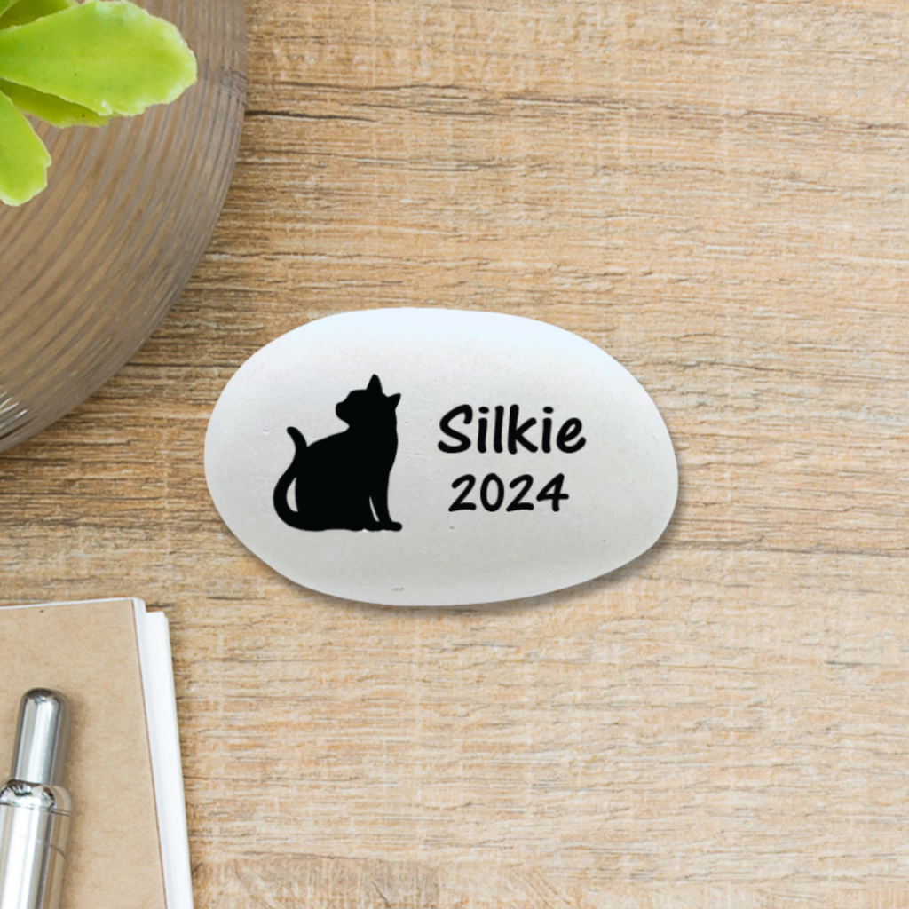 Personalized Cat Memorial | Custom Pet Keepsake Stone - Handcrafted Indoor Gift featuring cat memorial design with your custo