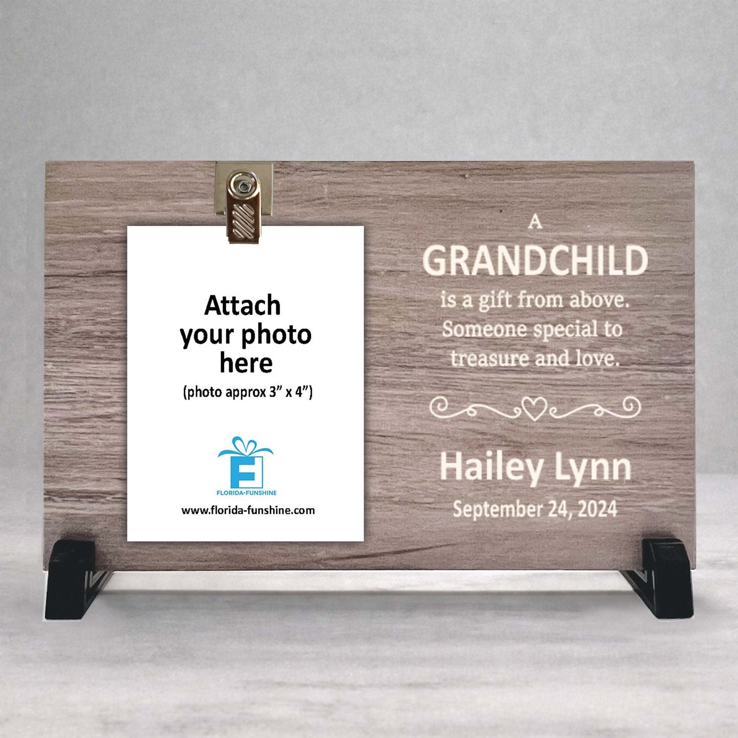 Personalized Grandchild Frame - Custom Wood Picture Frame With Name & Date
