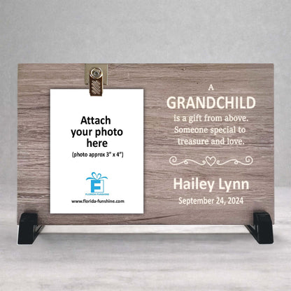 Personalized Grandchild Frame - Custom Wood Picture Frame With Name & Date