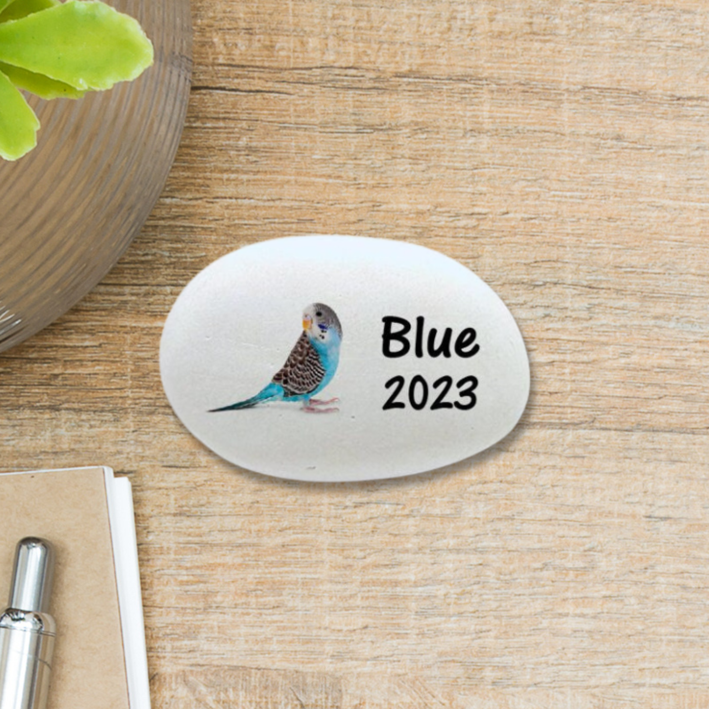 Parakeet Memorial Stone - Personalized Blue Parakeet Gift Keepsake