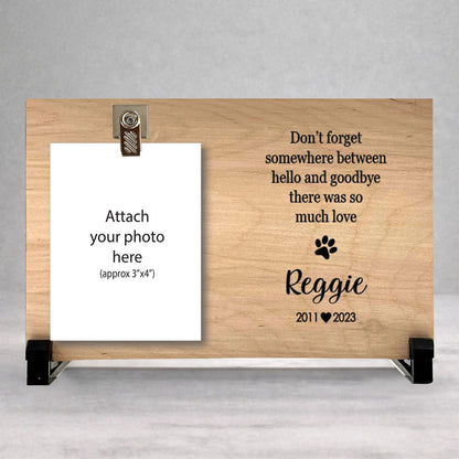 Dog Memorial Frame - Personalized Wood Dog Keepsake with Photo Clip