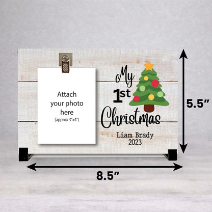 First Christmas Frame - Personalized Picture Frame | Custom Wood Baby Gift