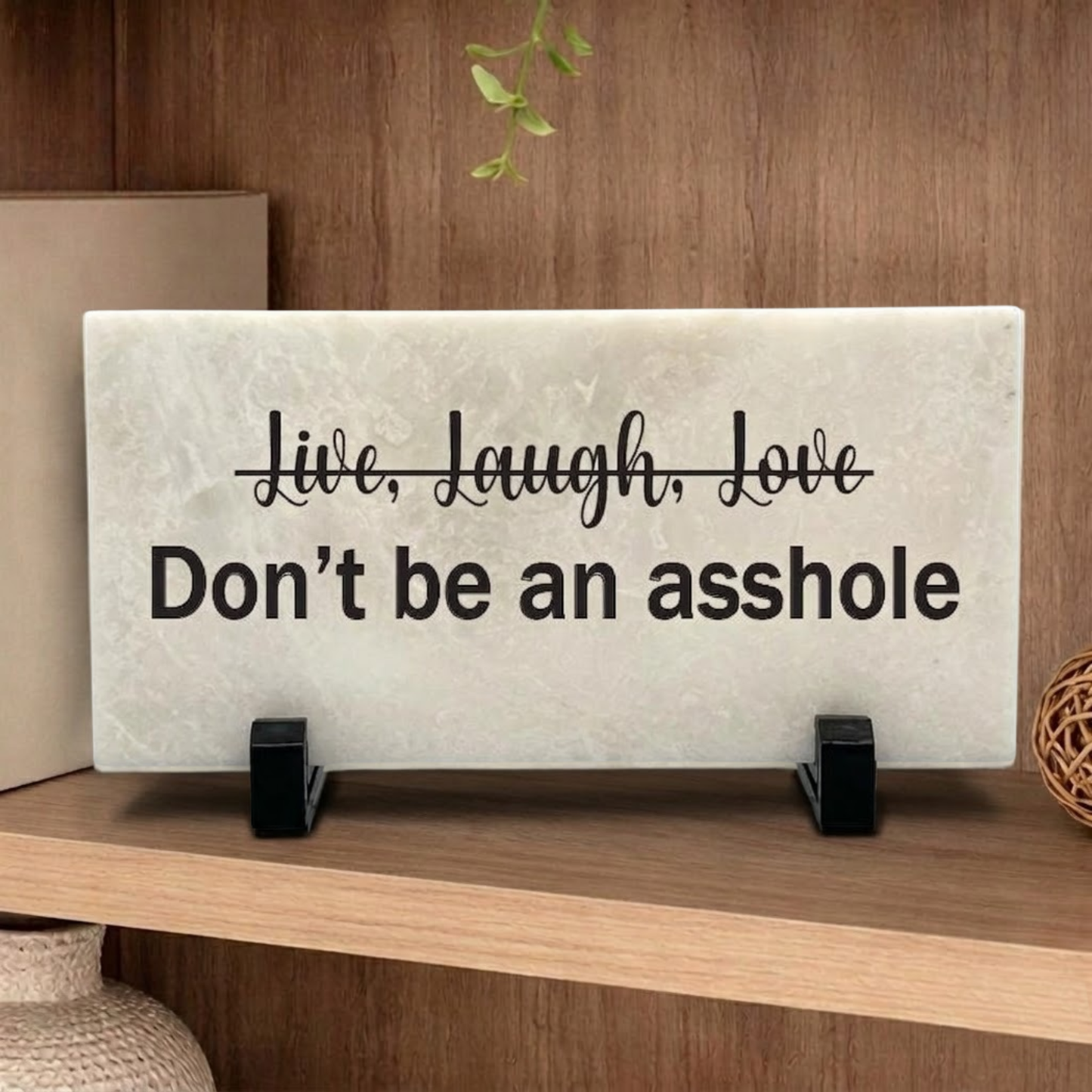 Funny Marble Sign - Live Laugh Love Indoor Marble Decor With Stand