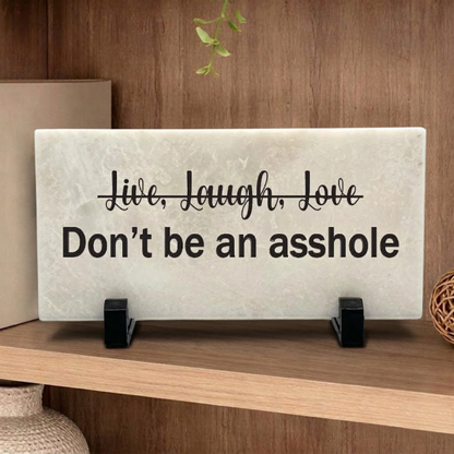 Funny Marble Sign - Live Laugh Love Indoor Marble Decor With Stand