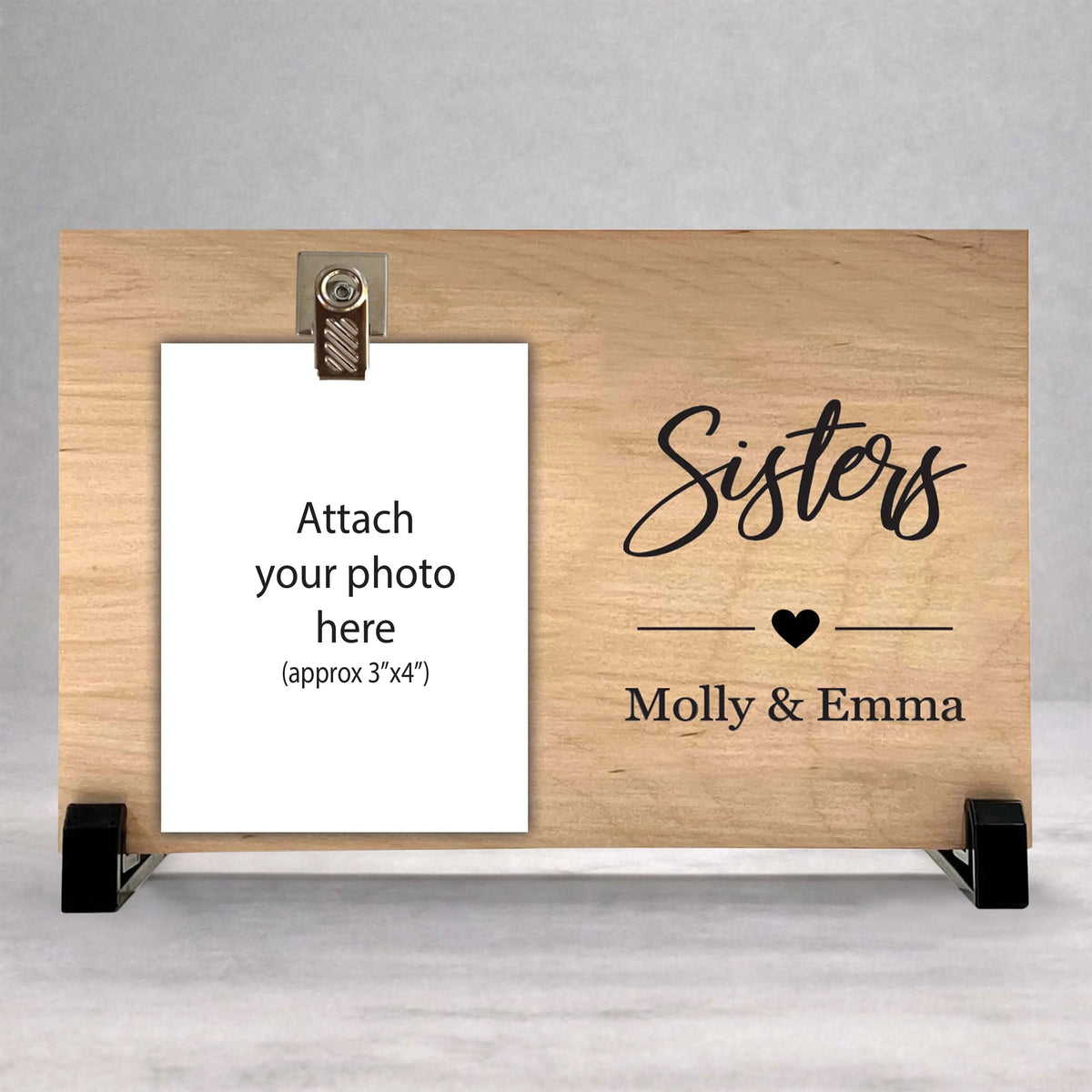 Sister Picture Frame – Personalized Wood Frame With Photo Clip