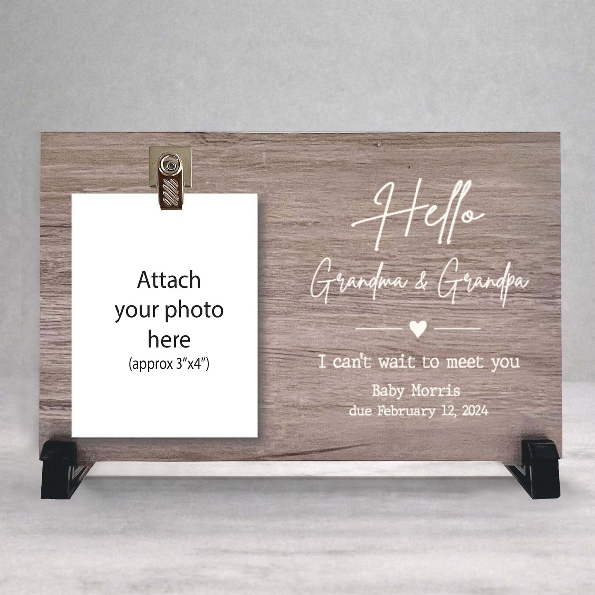 Pregnancy Reveal Gift - Personalized Custom Wood Frame for New Grandparents
