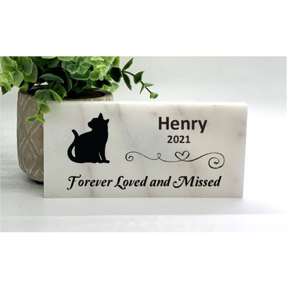 Cat Memorial Stone - Personalized Pet Tribute | Marble & Concrete