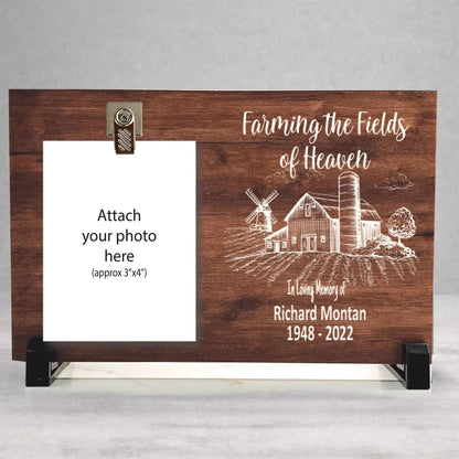 Wood Memorial Frame - Farmer Memorial Gift | Personalized Wood Tribute