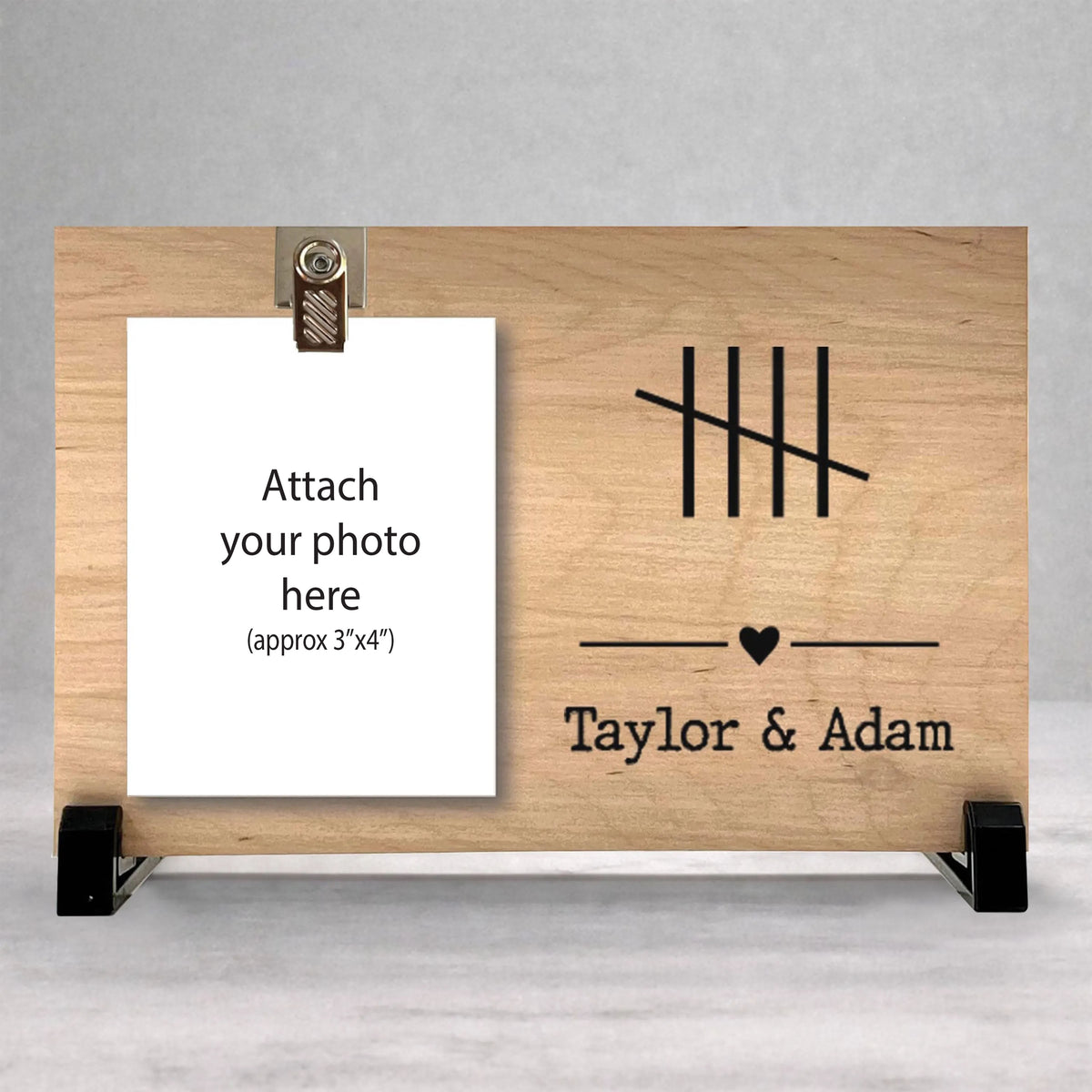 5th Anniversary Frame - Custom Wood Frame With Photo Clip - Personalized Photo Gift