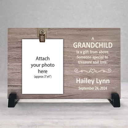 Personalized Grandchild Frame - Custom Wood Picture Frame With Name & Date