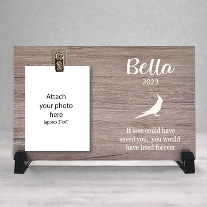 Cockatiel Memorial Gift - Personalized Wood Memorial Frame With Photo Holder