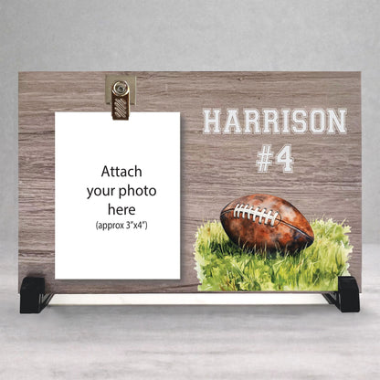 Personalized Football Frame - Custom Wood Sports Picture Frame Gift Idea